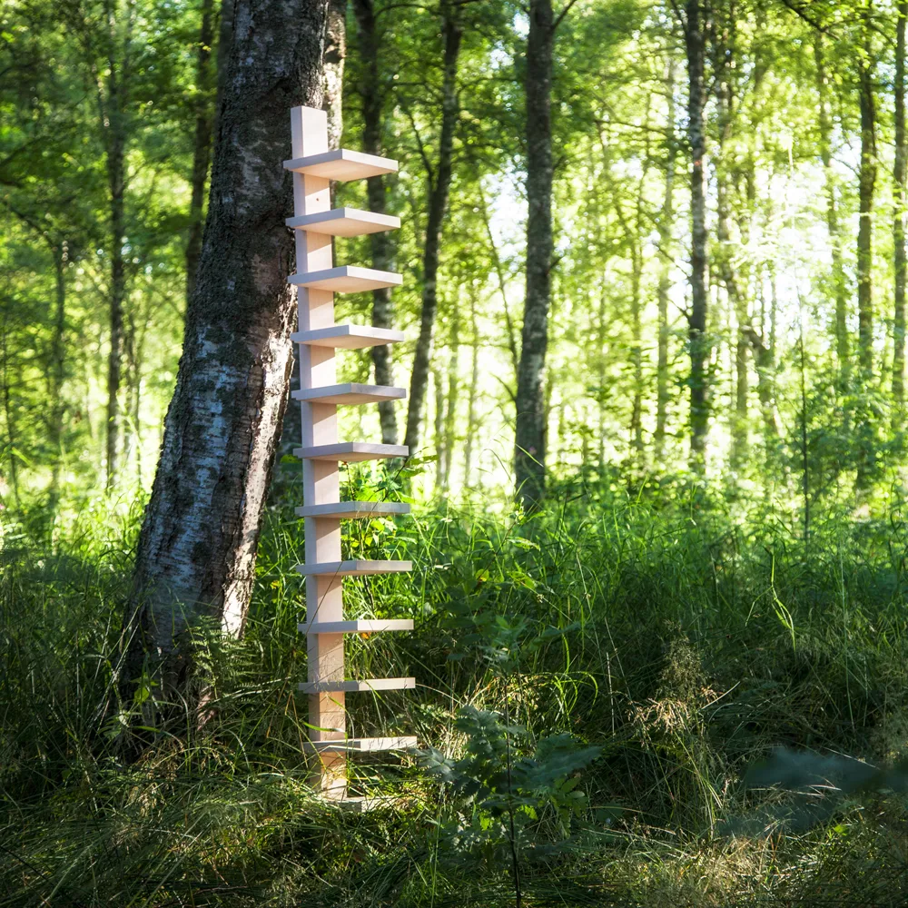 Pilaster wall shelf, Natural lacquered birch Källemo