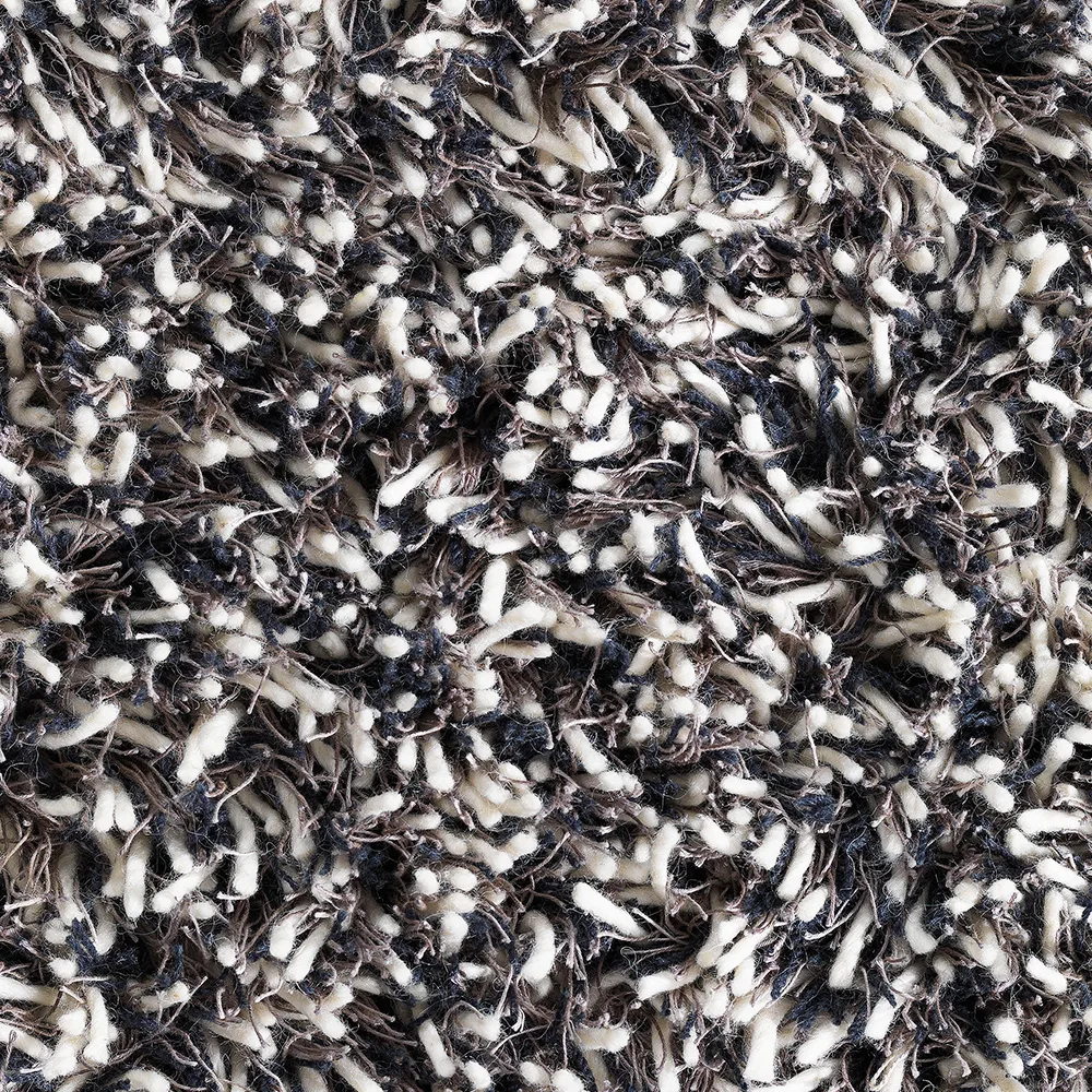 Shaggy rug round, White/charcoal, 220 cm Kateha