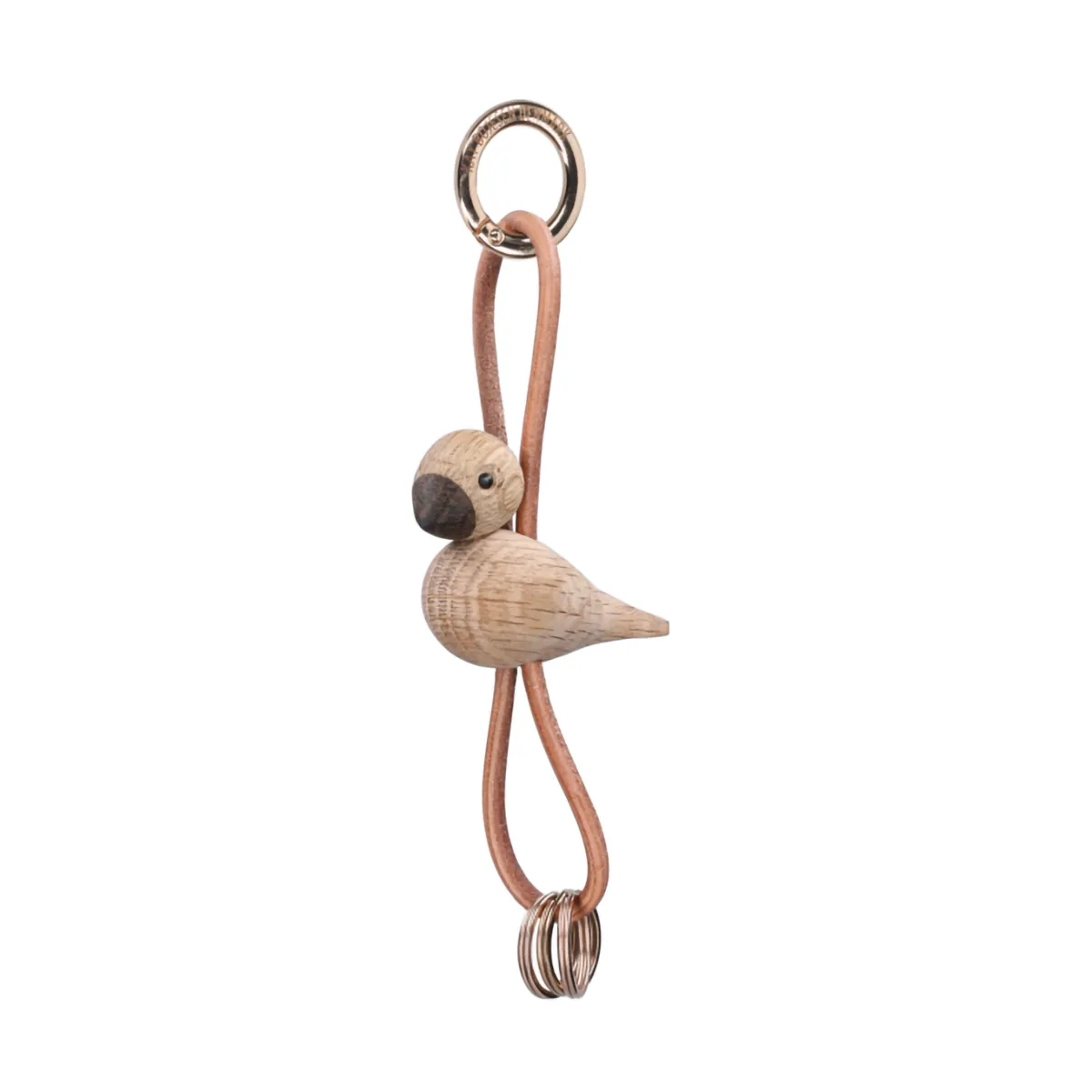 Kaj Bojesen bird keyring, Oak, natural leather Kay Bojesen Denmark