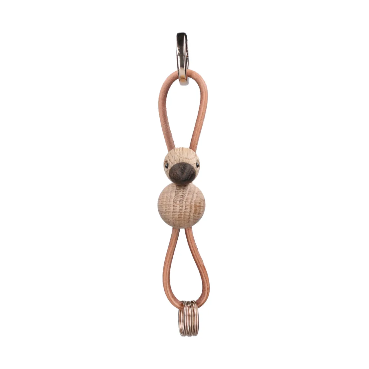 Kaj Bojesen bird keyring, Oak, natural leather Kay Bojesen Denmark