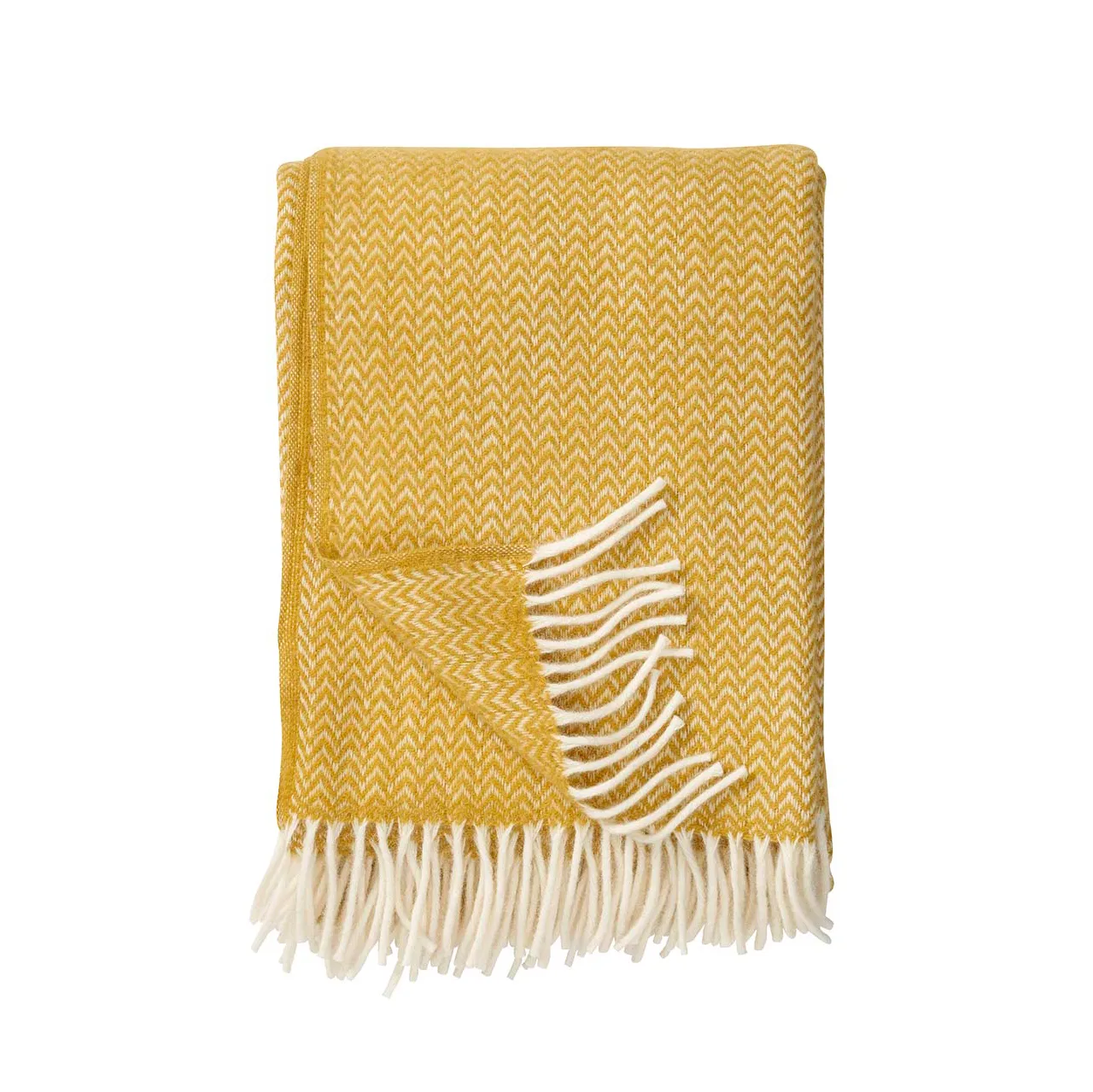 Chevron wool throw, Yellow Klippan Yllefabrik