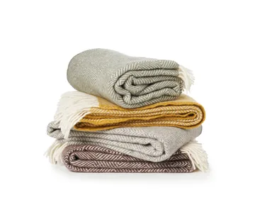 Gooseye wool throw 130x200 cm - Yellow - Klippan Yllefabrik