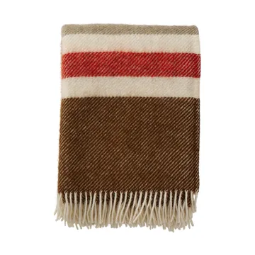 Gotland Stripe wool throw 130x200 cm - Brown-beige-red - Klippan Yllefabrik