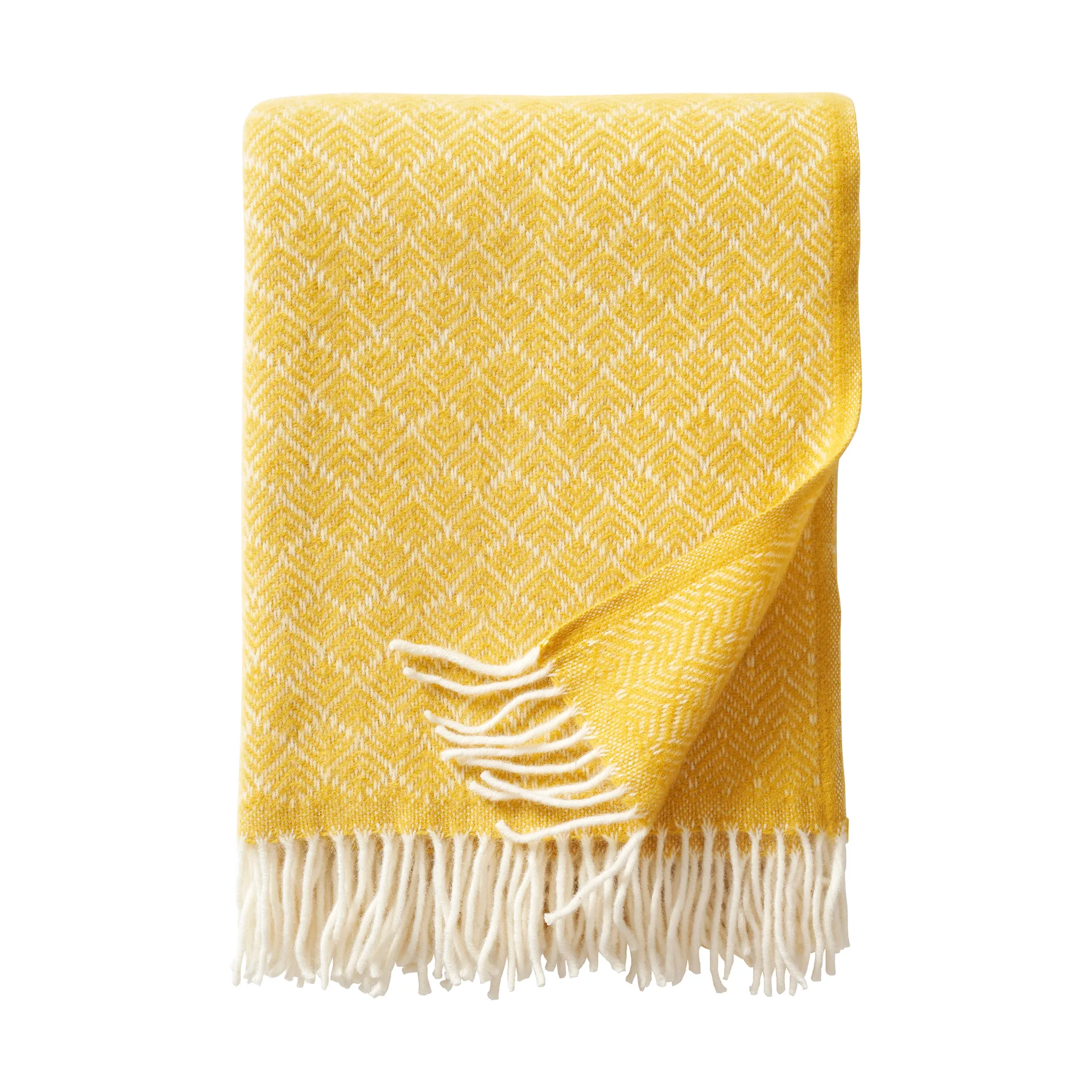 Pampas wool throw 130x200 cm, Yellow Klippan Yllefabrik