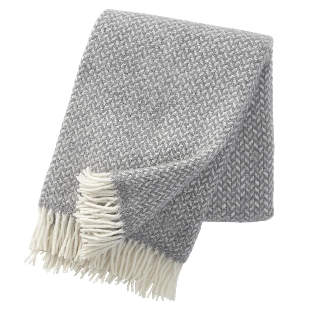 Polka wool throw, grey Klippan Yllefabrik