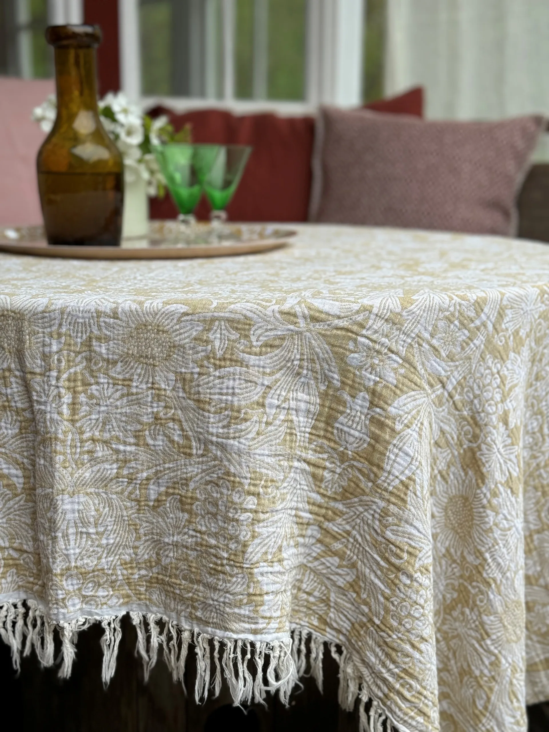 Sunflower cotton throw 140x200 cm, Golden Klippan Yllefabrik