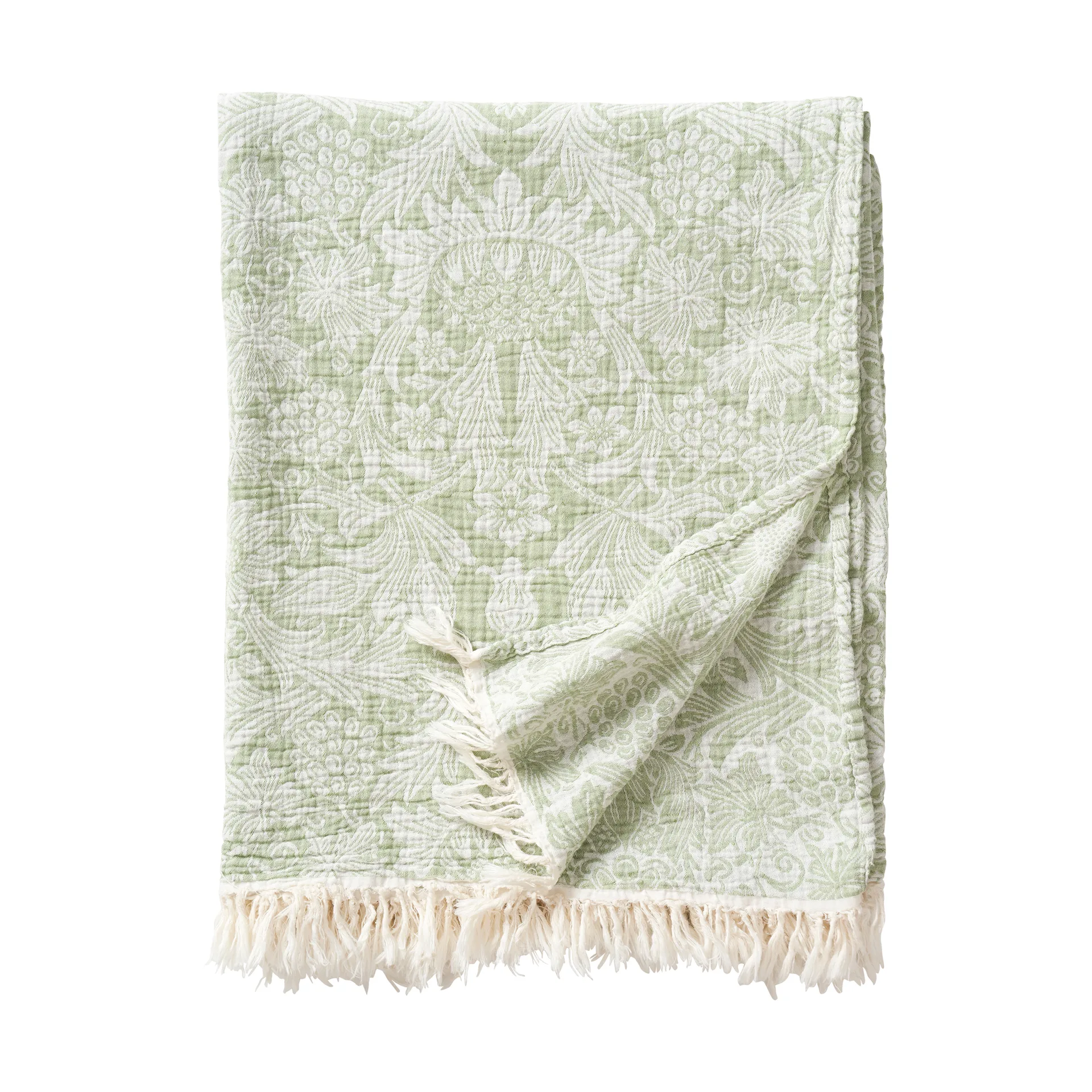 Sunflower cotton throw 140x200 cm, Green Klippan Yllefabrik