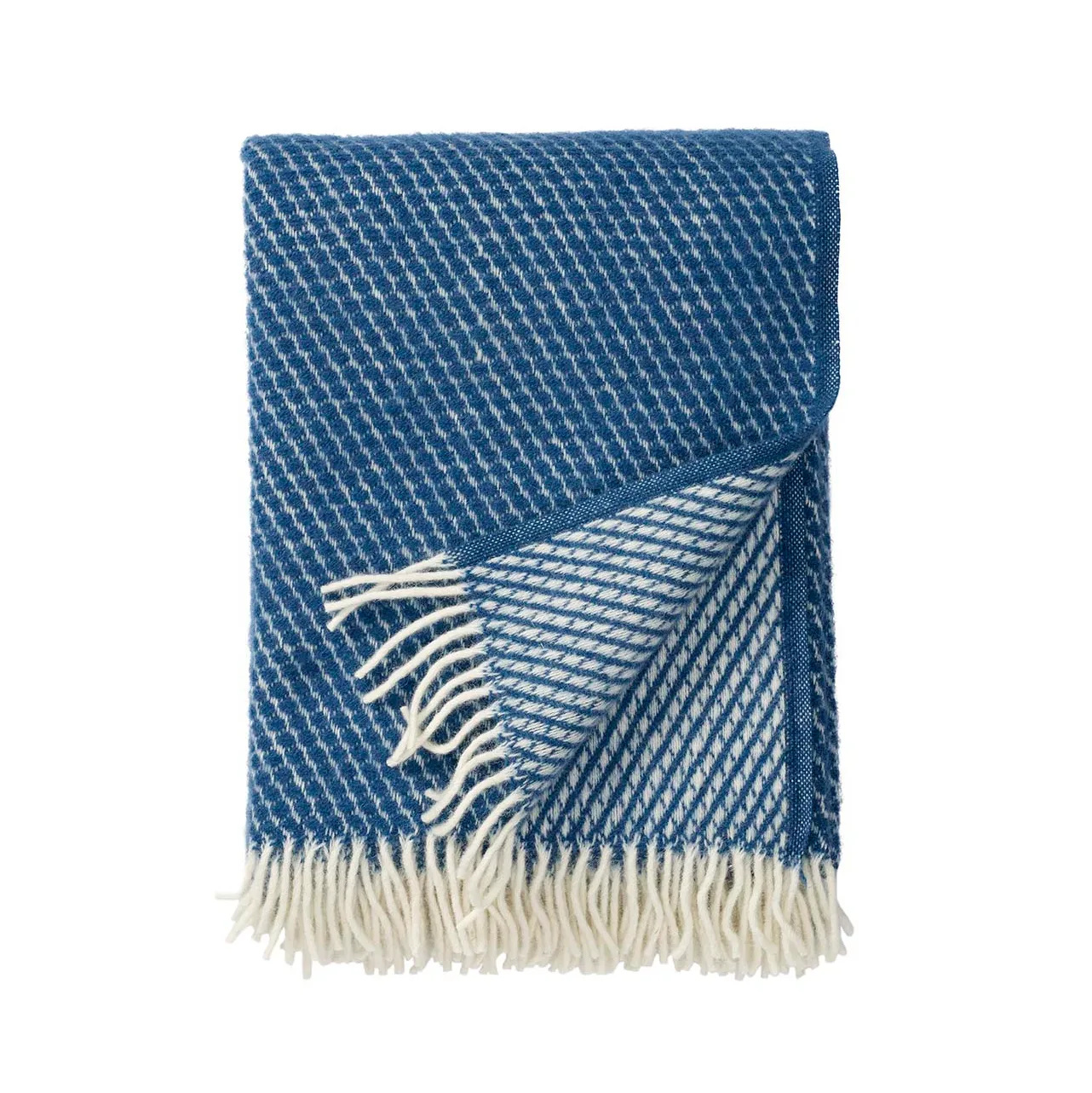 Velvet wool throw, petrol Klippan Yllefabrik