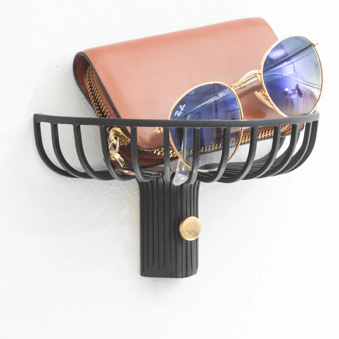 Lunett objects hat rack with hook, Black KLONG