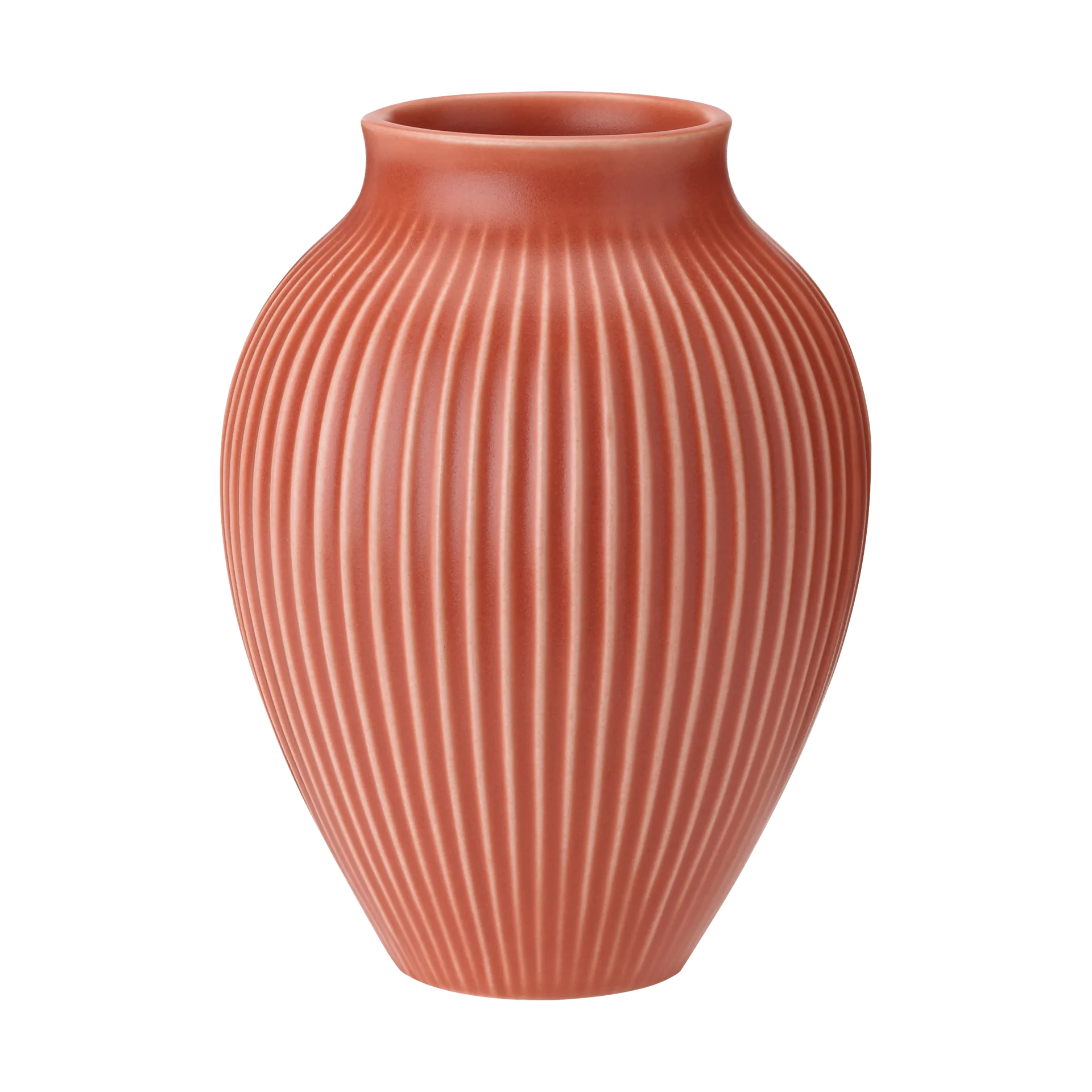 Knabstrup vase ribbed 20 cm, Coral Knabstrup Keramik