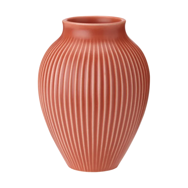 Knabstrup vase ribbed 20 cm - Coral - Knabstrup Keramik