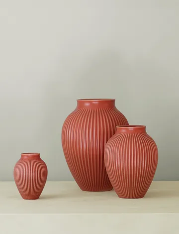 Knabstrup vase ribbed 20 cm - Coral - Knabstrup Keramik