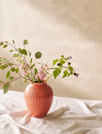 Knabstrup vase ribbed 27 cm - Coral - Knabstrup Keramik