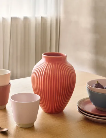 Knabstrup vase ribbed 27 cm - Coral - Knabstrup Keramik