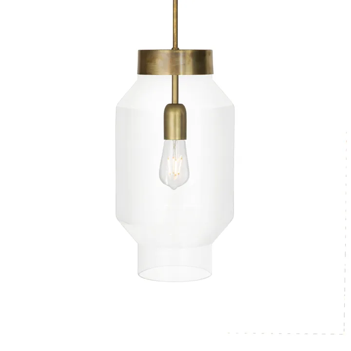 Fenomen pendant - Clear glass, raw brass, large - Konsthantverk
