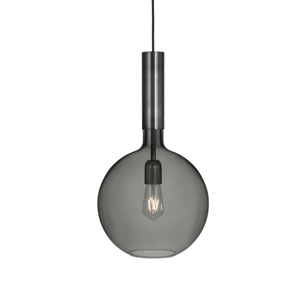 Rosdala pendant, Smoke-coloured glass, raw iron, large Konsthantverk