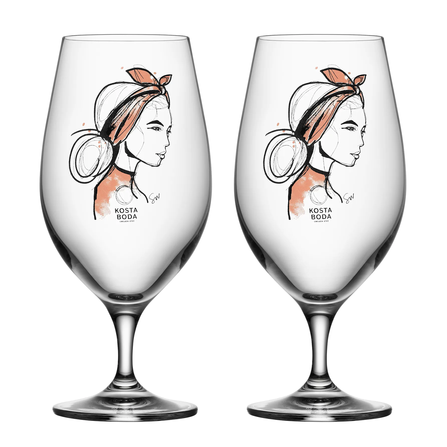 All about you beer glass 40 cl 2-pack, Near you beer (rusty orange) Kosta Boda