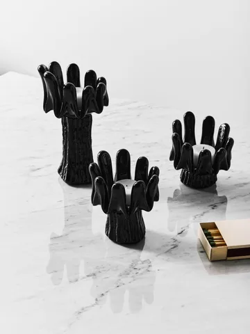 Sunflower candle holder 9.2 cm - Black - Kosta Boda