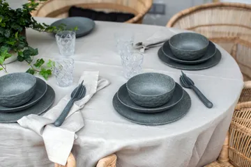 Club deep plate Ø22 cm 4-pack biocircular thermoplastic - Nature ash grey - Koziol