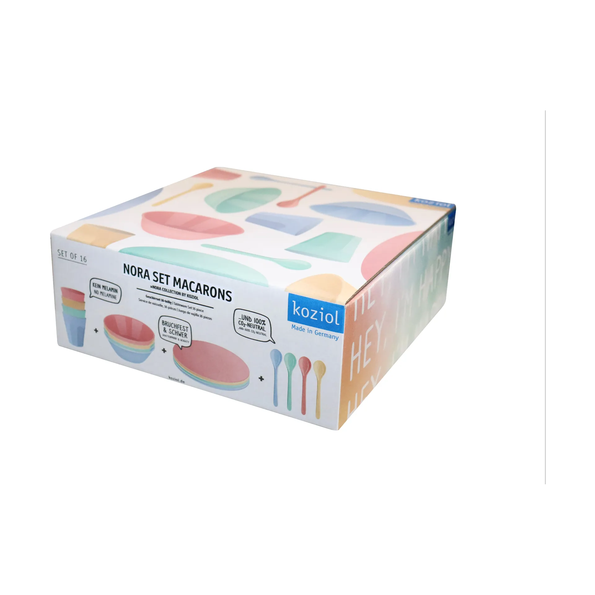 Nora Macarons dinnerware set 16 pieces, Multi Koziol