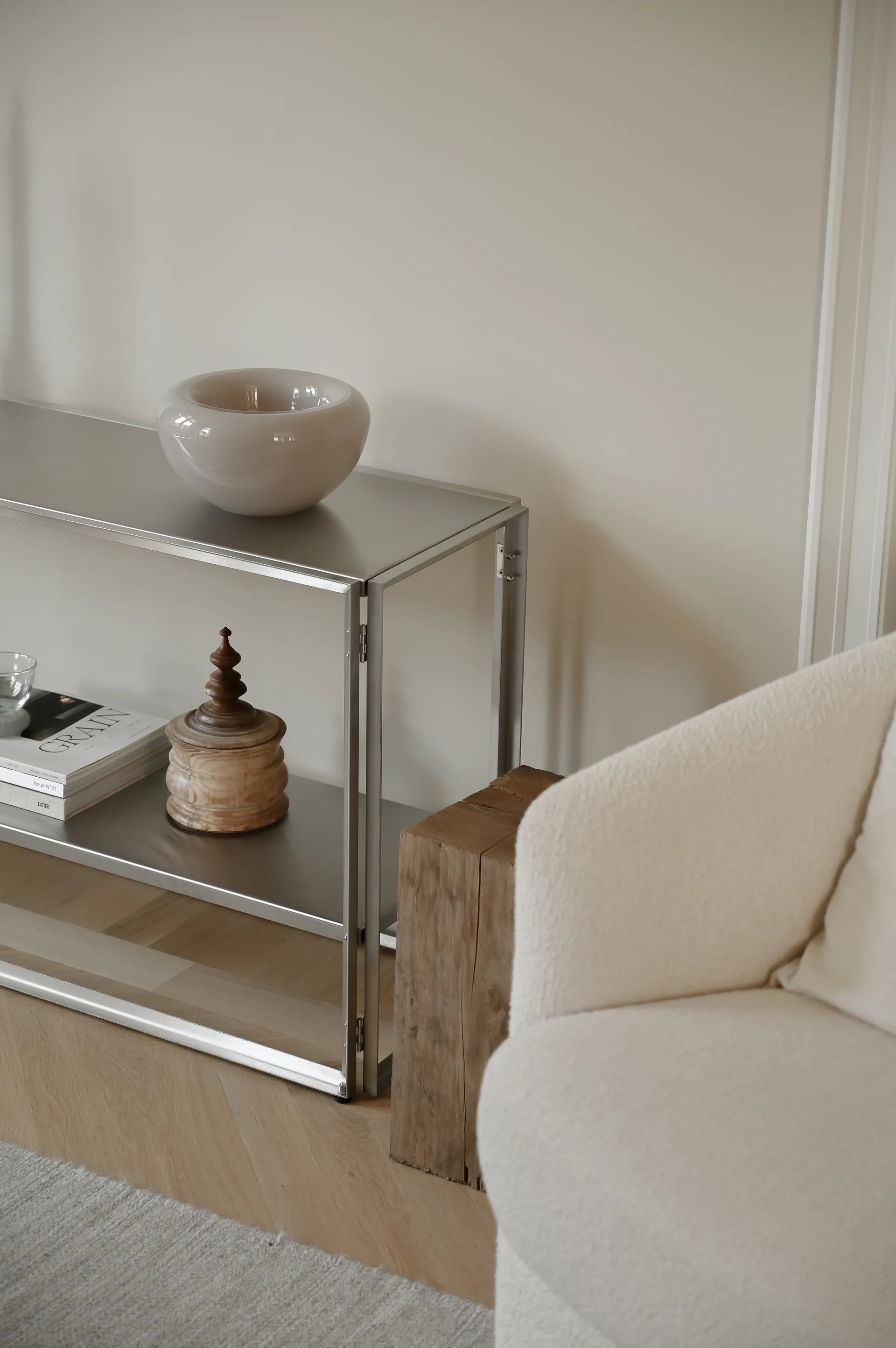 Foldable console 124x60 cm, Brushed stainless steel Kristina Dam Studio