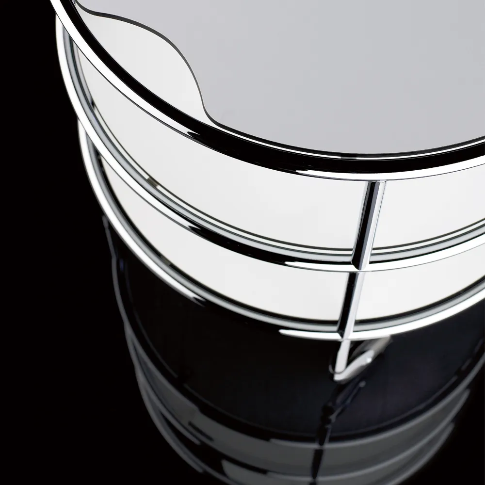 Chicago I table on castors, Frosted glass-chrome Lammhults