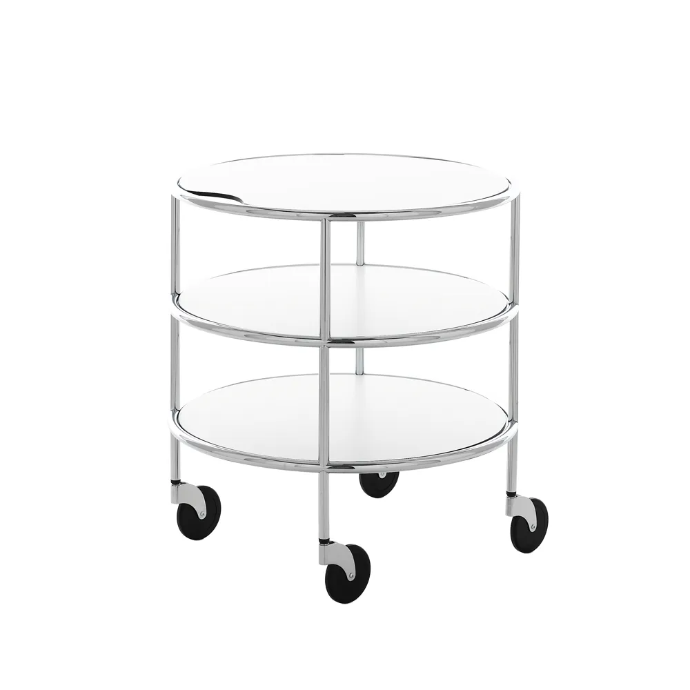 Chicago I table on castors, White laminate-chrome Lammhults