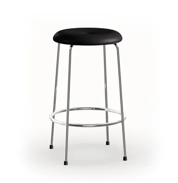 Stool barstool - Black leather-chrome base, 63 cm - Lammhults