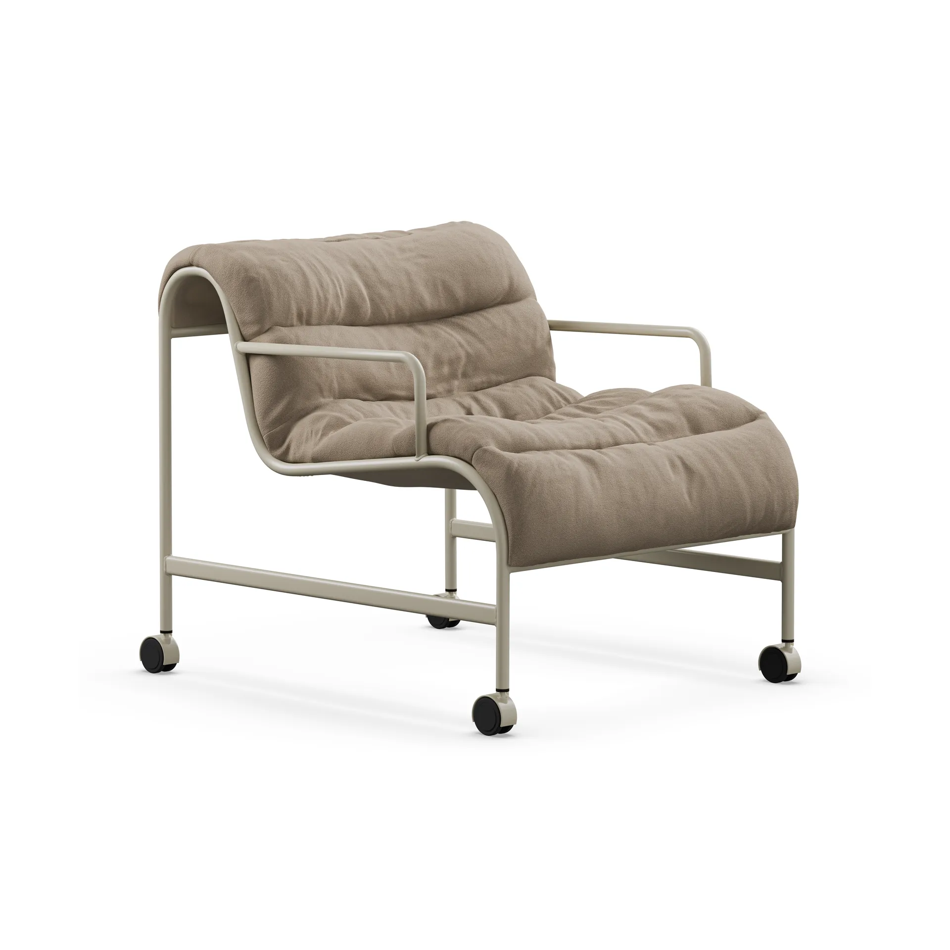 Sunny armchair with armrests, Banrum Hemp-beige texture stand w. wheels Lammhults