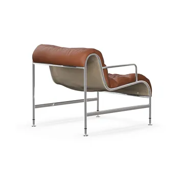 Sunny armchair with armrests - Leather Cognac–chrome frame - Lammhults