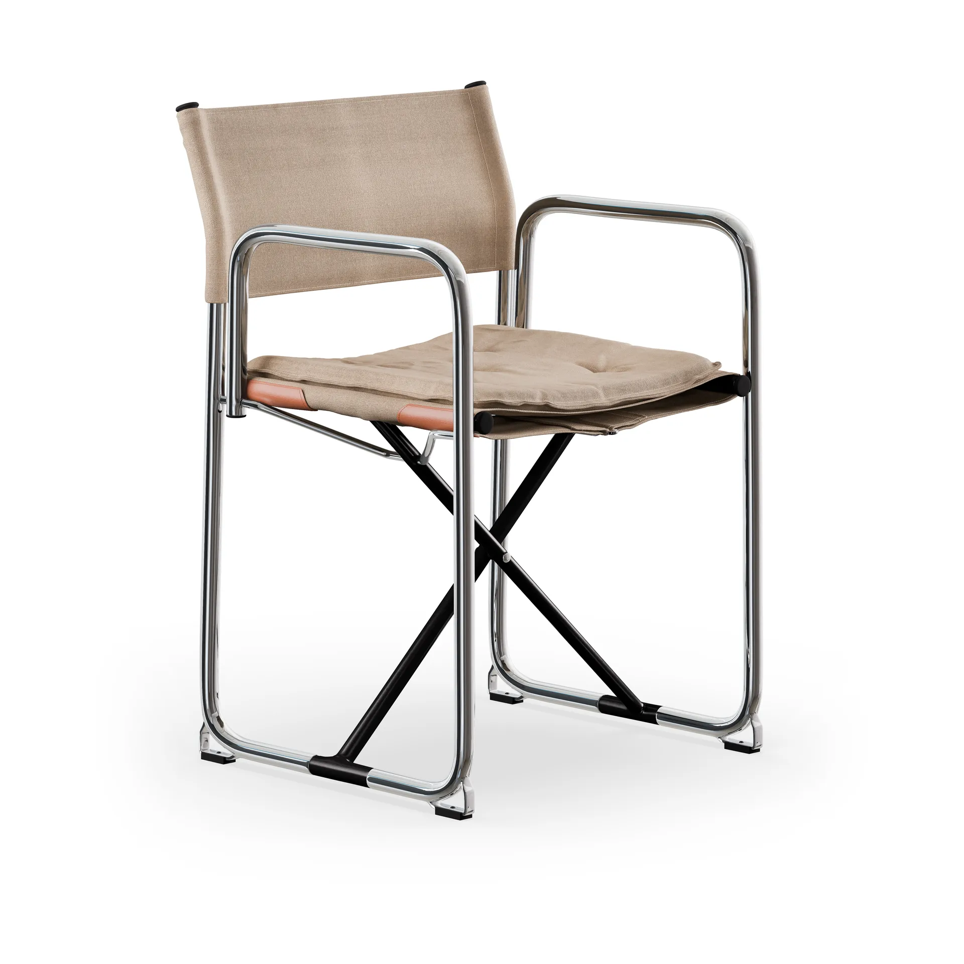 X75-2 armchair, Linen weave natural–chrome legs Lammhults