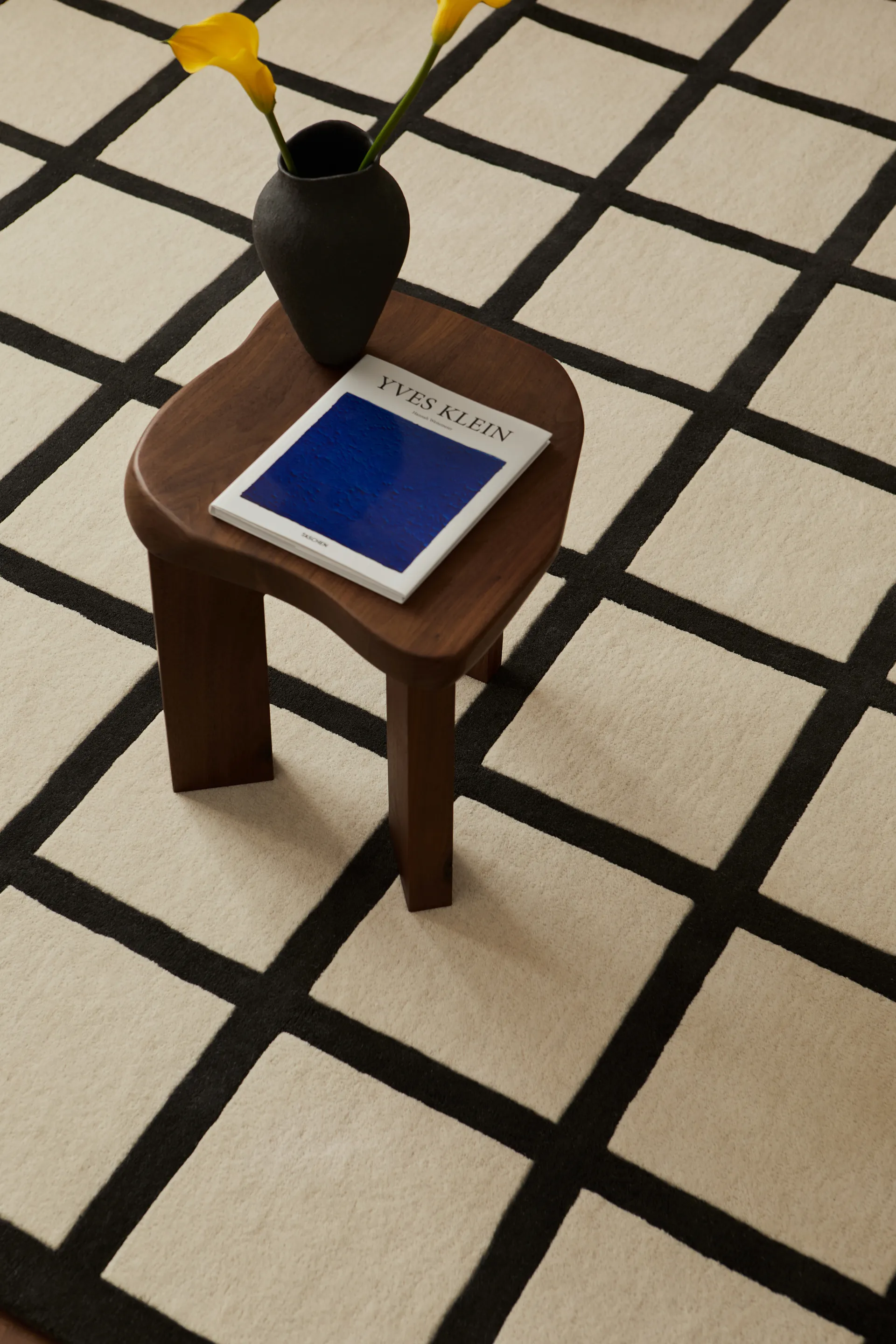 Avenue Checked Bone wool carpet, White. 180x270 cm Layered