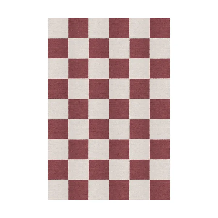 Chess wool rug - Burgundy, 250x350 cm - Layered
