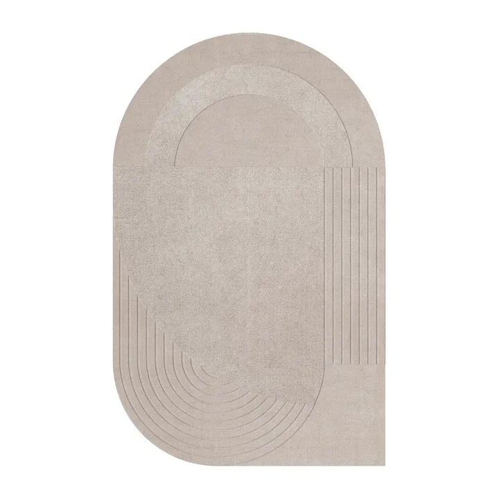Circular wool carpet 180x270 cm - Light oatmeal - Layered
