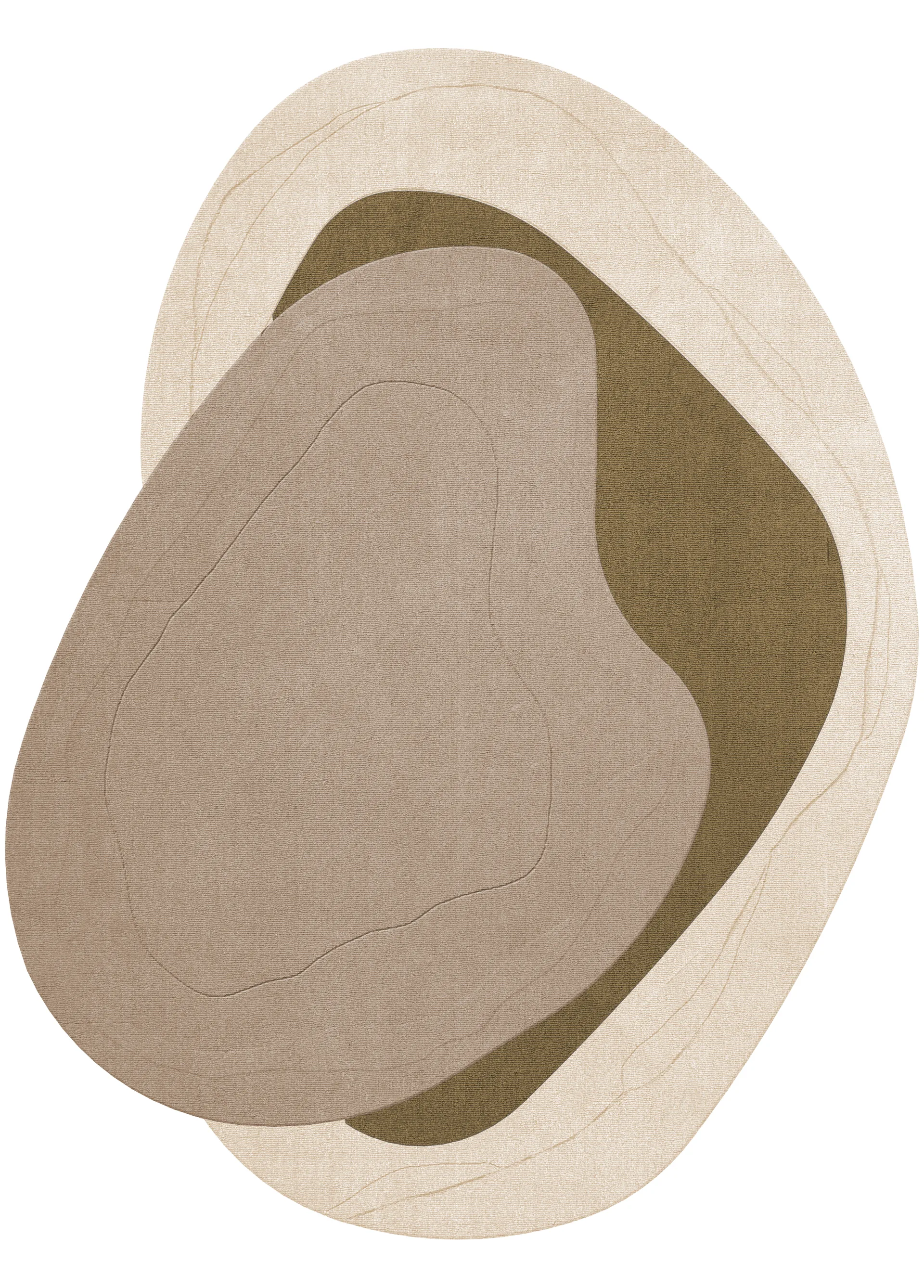 Erik Bratsberg Lozza wool rug, Olive, 210x270 cm Layered