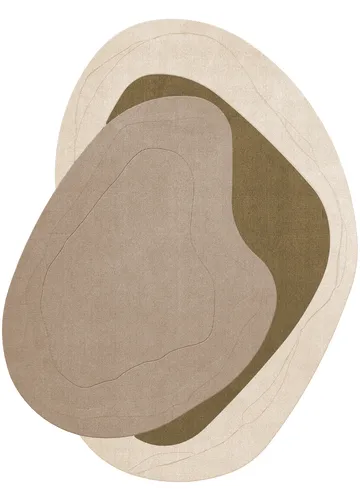 Erik Bratsberg Lozza wool rug - Olive, 230x300 cm - Layered