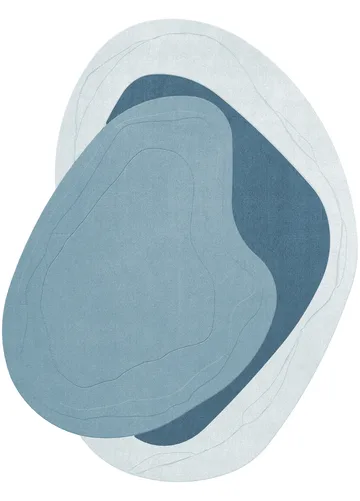 Erik Bratsberg Lozza wool rug - Teal, 270x350 cm - Layered