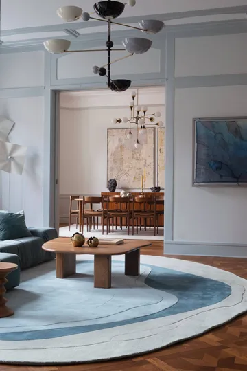 Erik Bratsberg Lozza wool rug - Teal, 300x400 cm - Layered