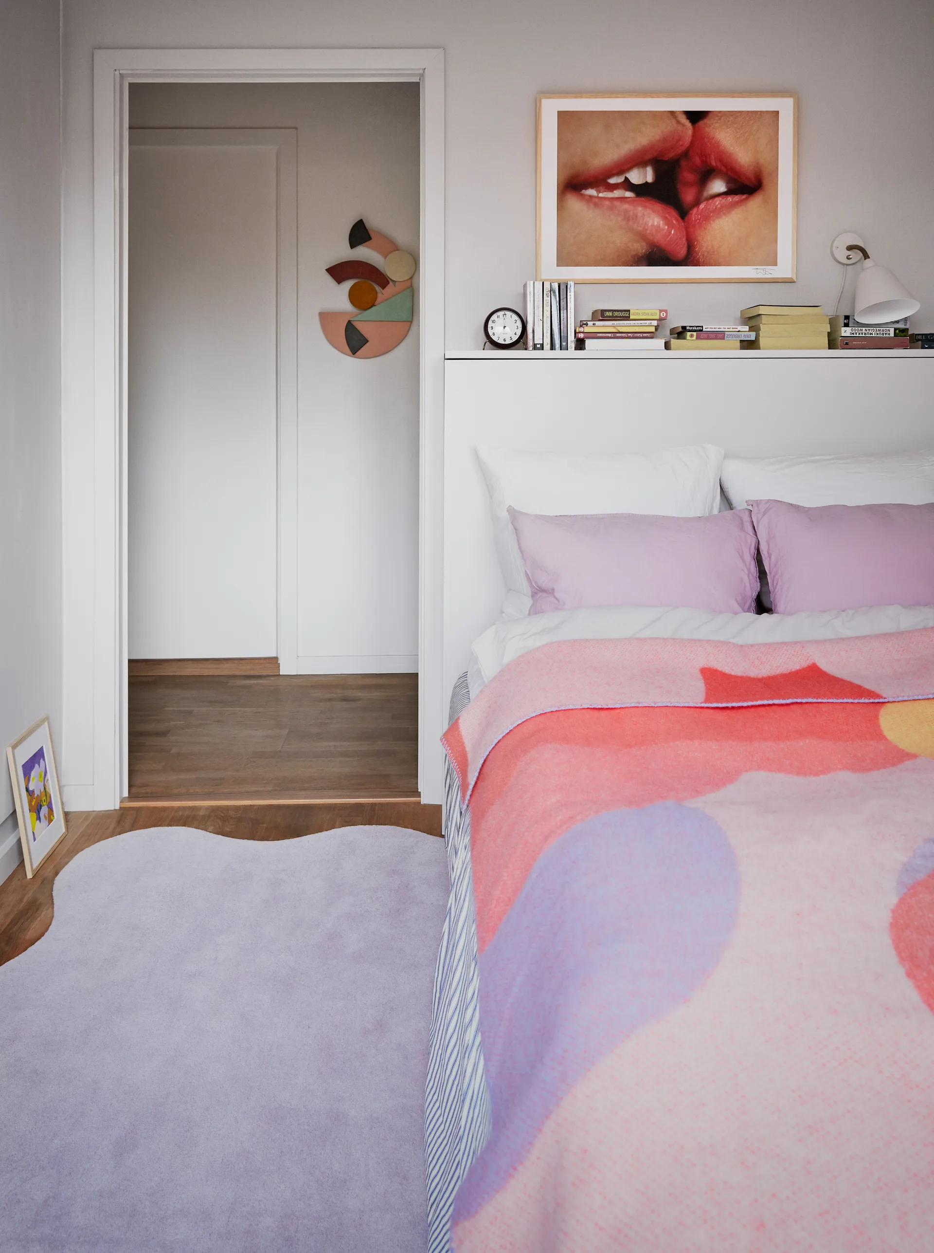 Scallop wool carpet 250x350 cm, Pink lavender Layered