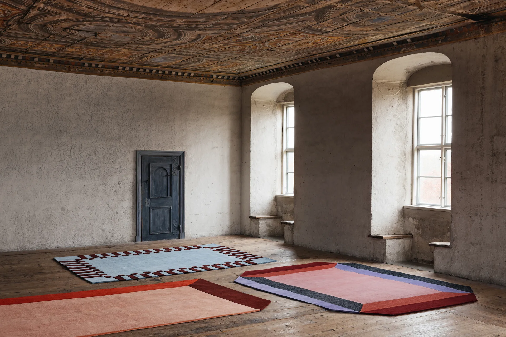 Teklan box wool rug, Corals, 200x300 cm Layered