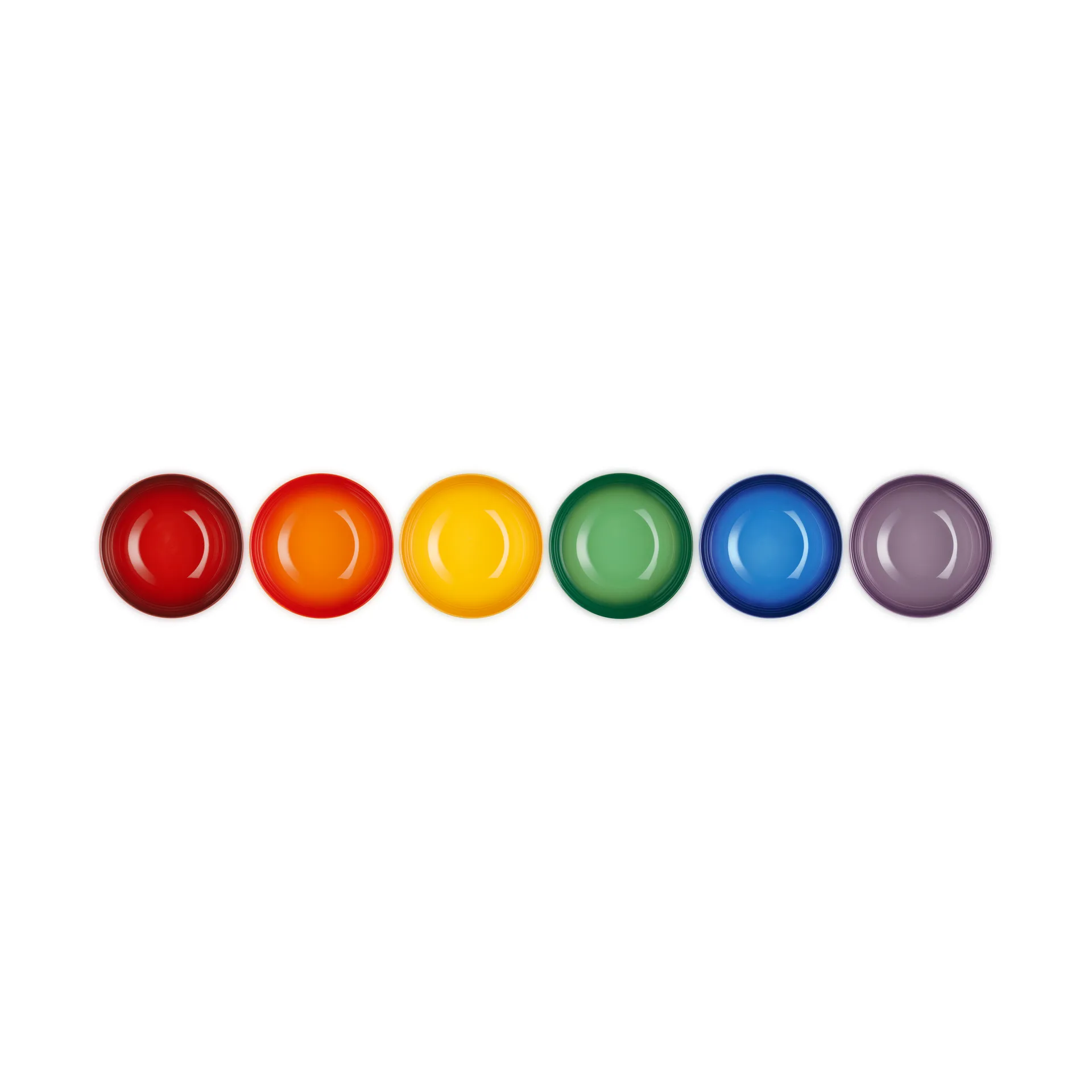 Signature stoneware deep plate set of 6, Rainbow Le Creuset
