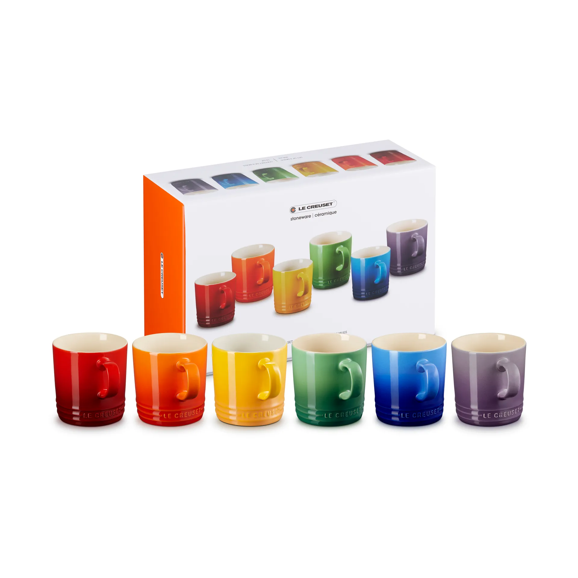Signature stoneware mug 6-piece, Rainbow Le Creuset