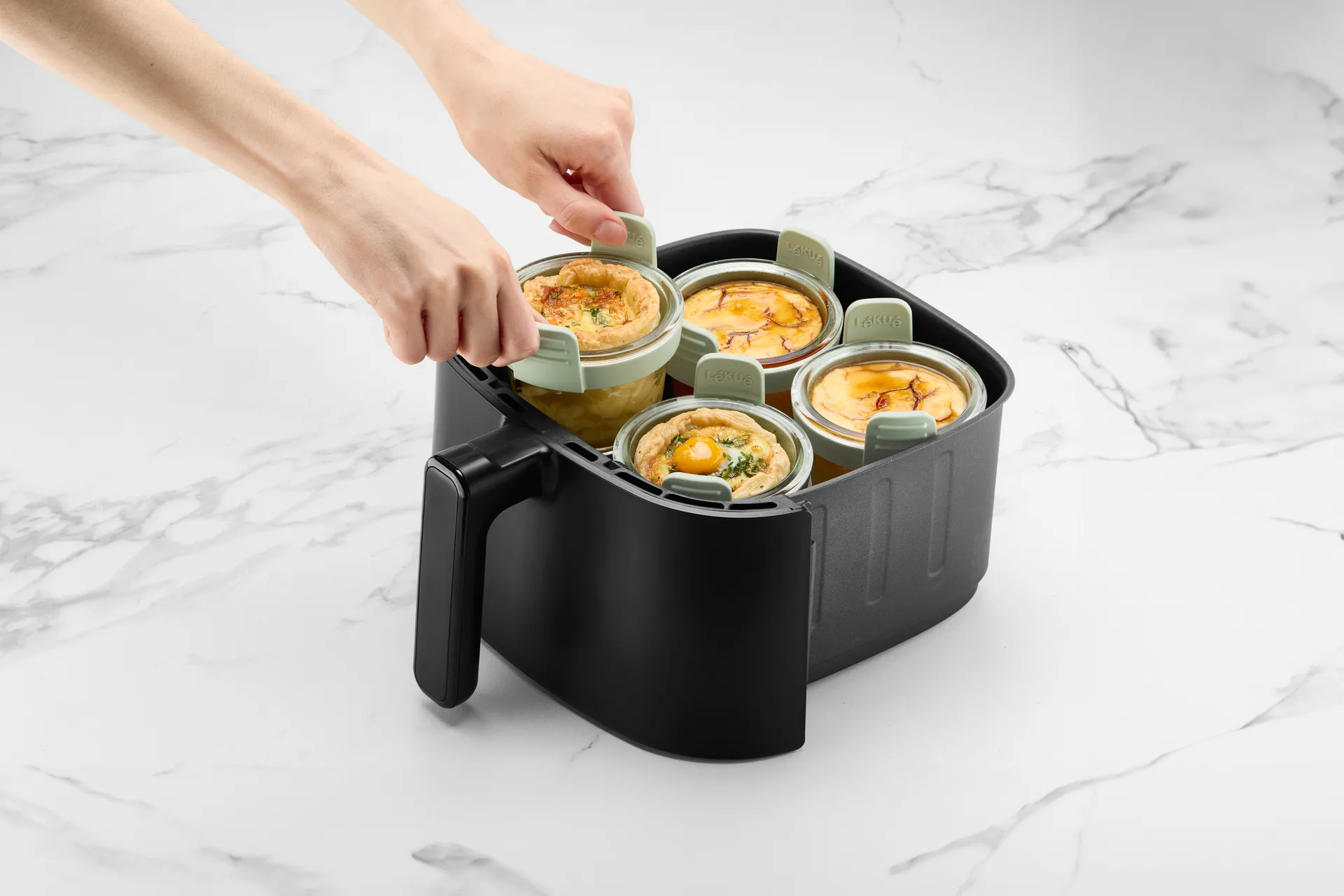 Lékué Air Fryer glass cup mini 4-pack, Transparent Lékué