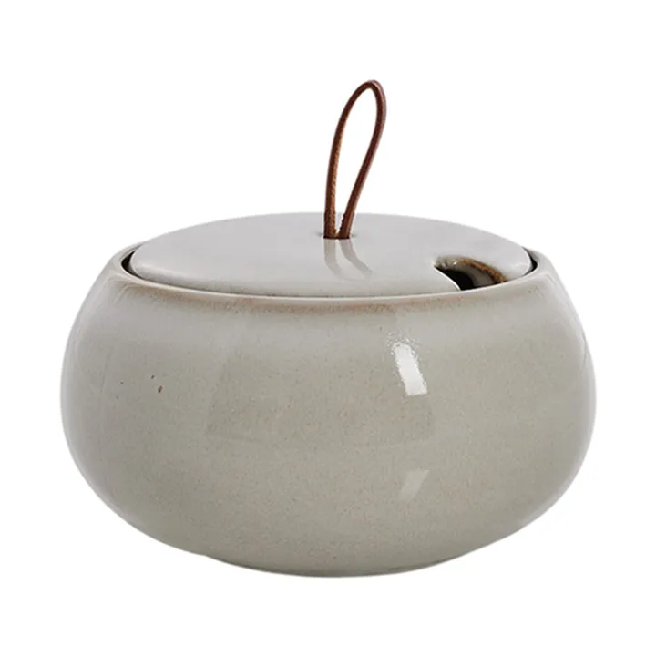 Amera sugar bowl with lid Ø13 cm - White sands - Lene Bjerre