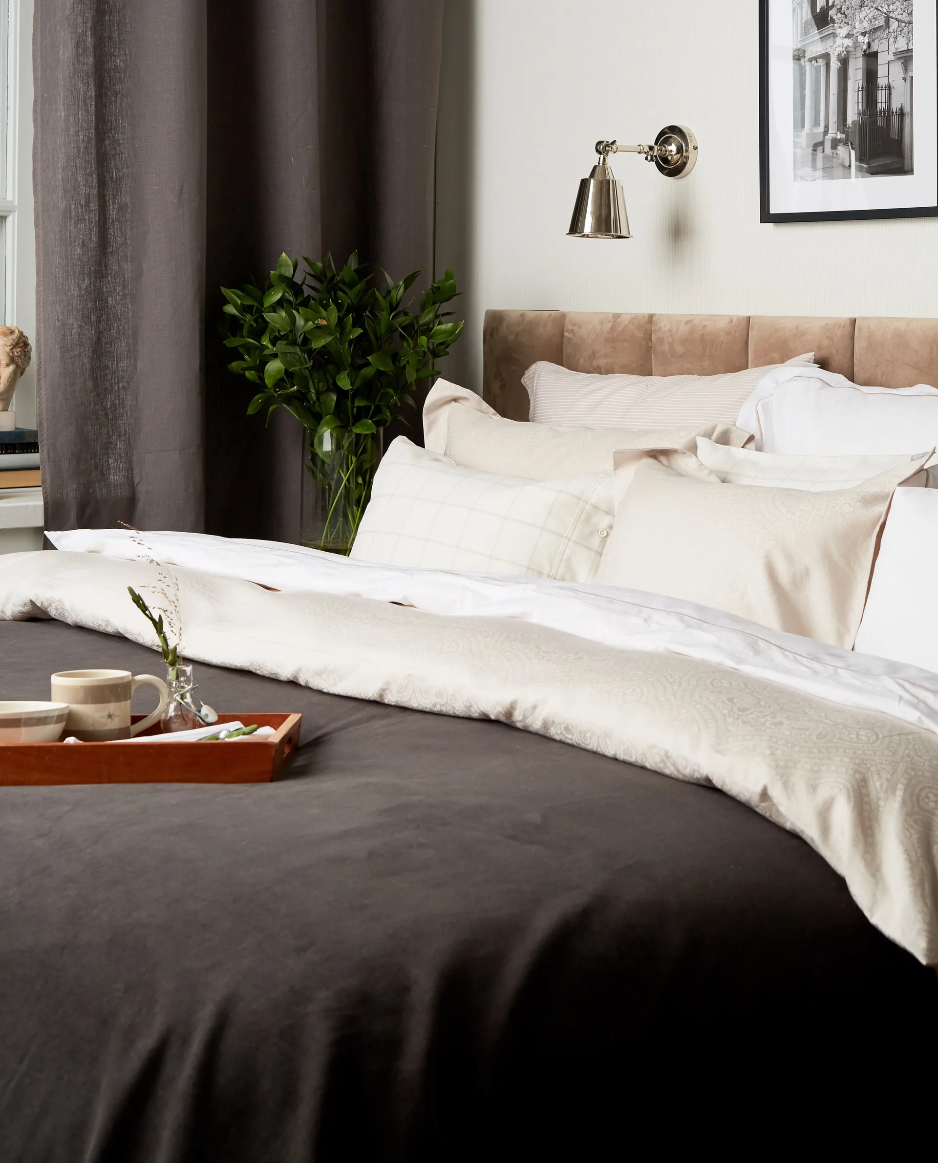 Hotel Percale pillowcase 50x60 cm, White-light beige Lexington