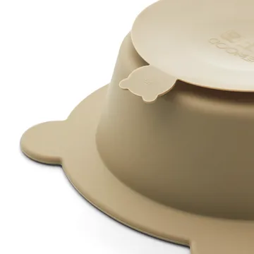 Peony bowl with suction cup Ø16 cm 2 pieces - Sandy-Oat - Liewood