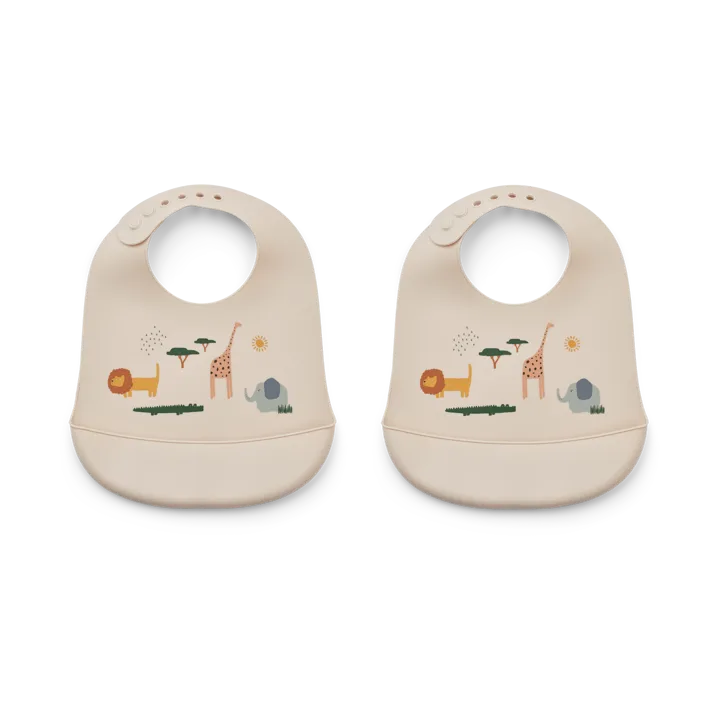 Tilda bib silicone 2-pack - Safari sandy mix - Liewood
