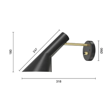 AJ wall lamp fixed installation - Brass-black - Louis Poulsen