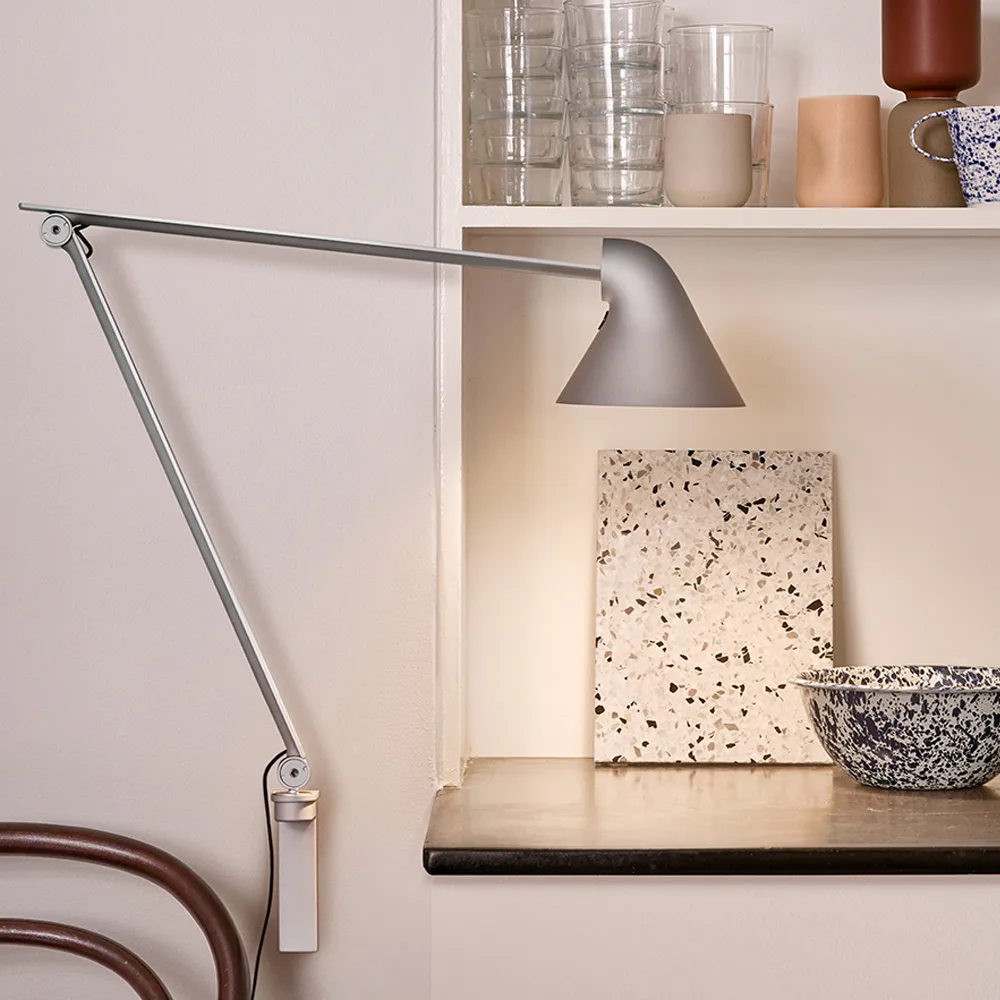 NJP wall lamp, Black, long arm, LED, 3000k Louis Poulsen