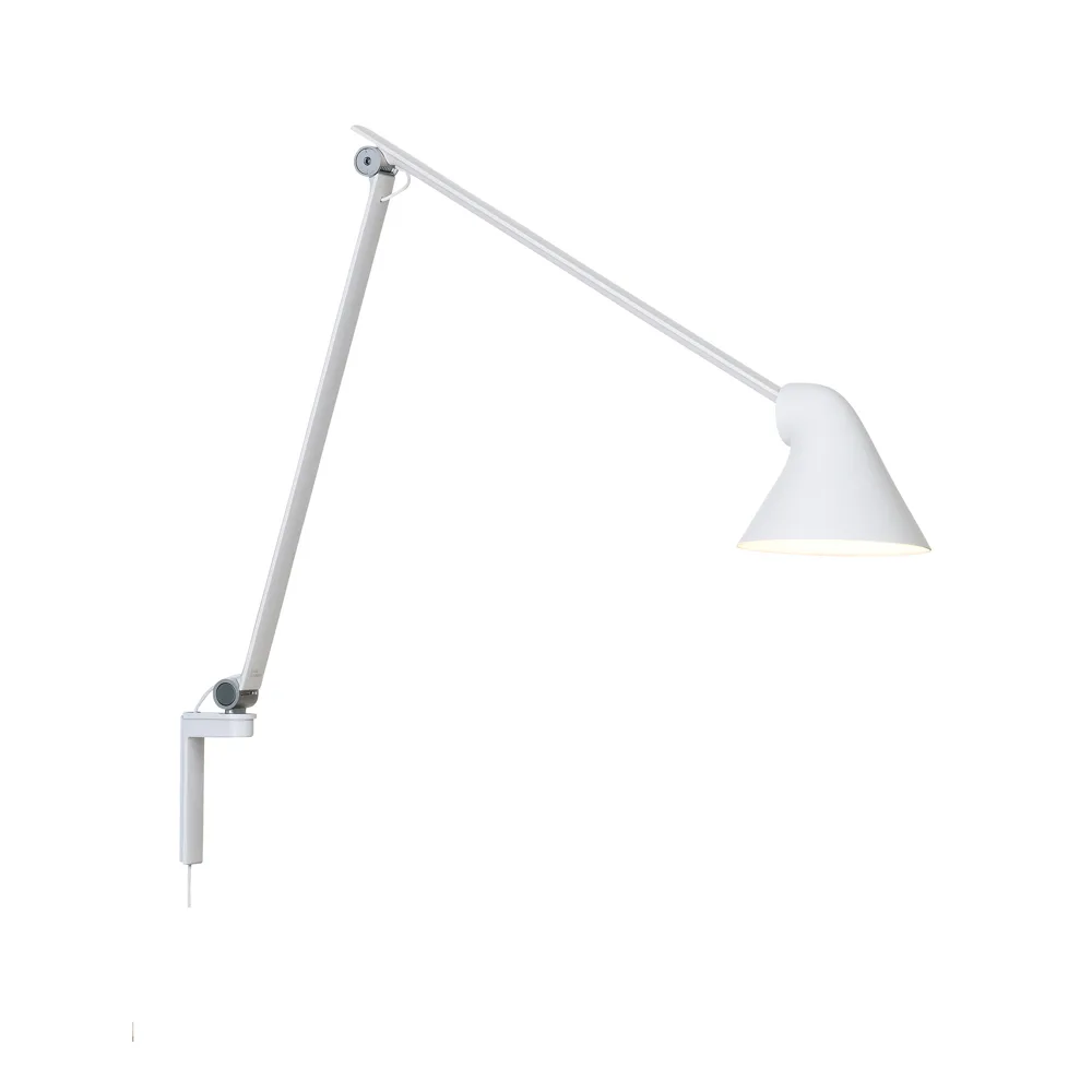 NJP wall lamp, White, long arm, LED, 3000k Louis Poulsen